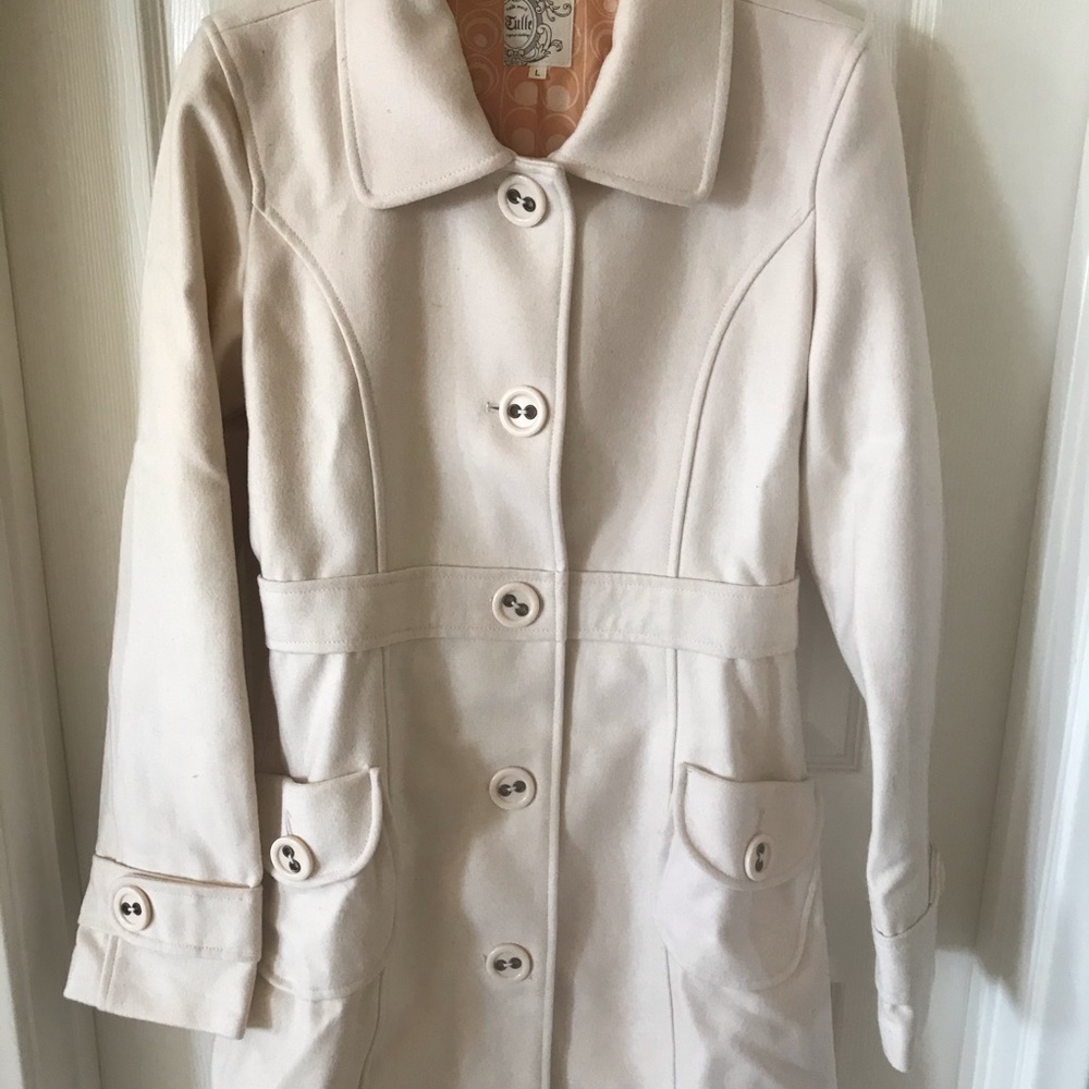 Tulle peacoat in ivory - L